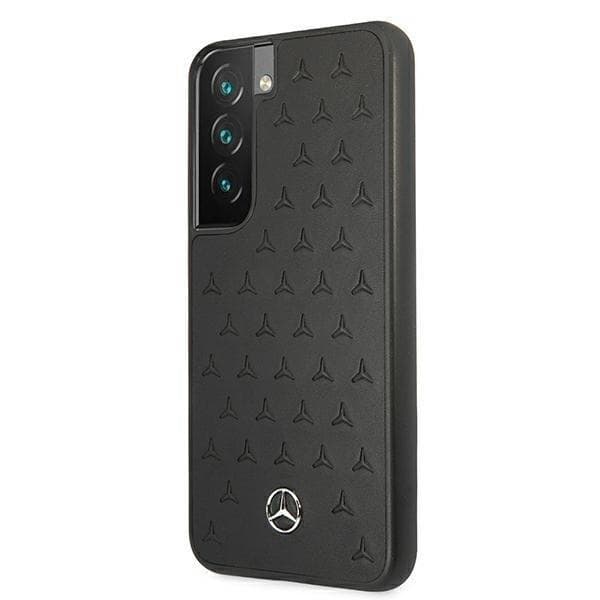 Mercedes Læder Stars Pattern Skal Galaxy S22 Plus - Sort Black