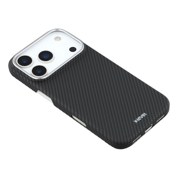 X-LEVEL Mobilskal till iPhone 17 Pro Kolfiber Textur Hård PC Svart