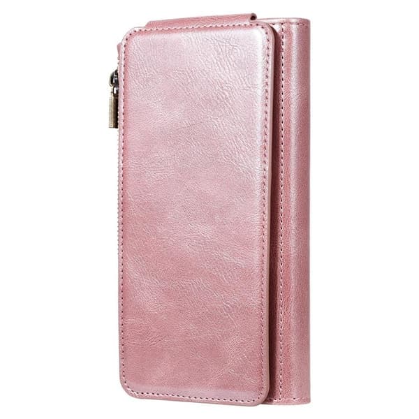 iPhone 17 Pro Konstläder Plånboksfodral Detachable Zipper - Roséguld Roséguld