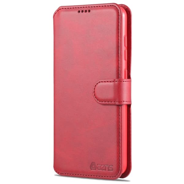 AZNS Samsung Galaxy S21 FE Plånboksfodral i Konstläder - Röd