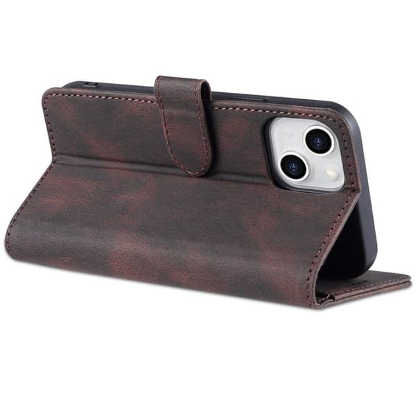 AZNS iPhone 14 Plus Plånboksfodral i Konstläder - Brun - Anti-fall och skydd