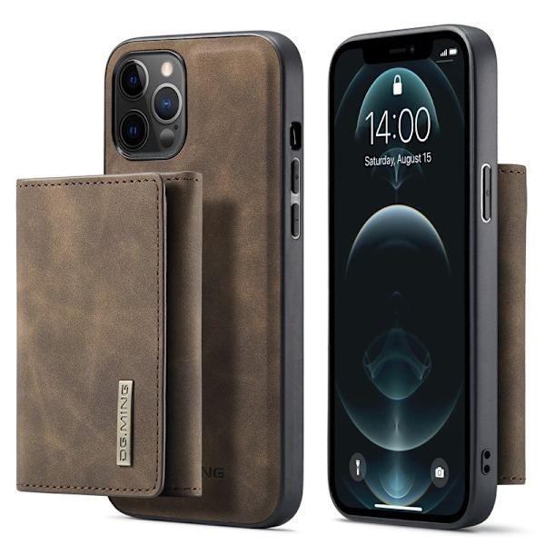 DG.MING M1 Series Magnetisk Tri-fold Plånboksfodral iPhone 12 - Brun
