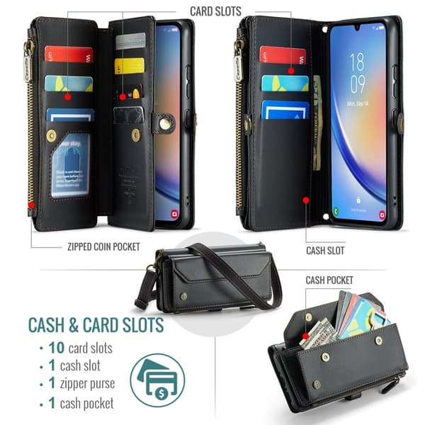 CASEME Plånboksfodral Konstläder för Samsung Galaxy A34 5G - Svart