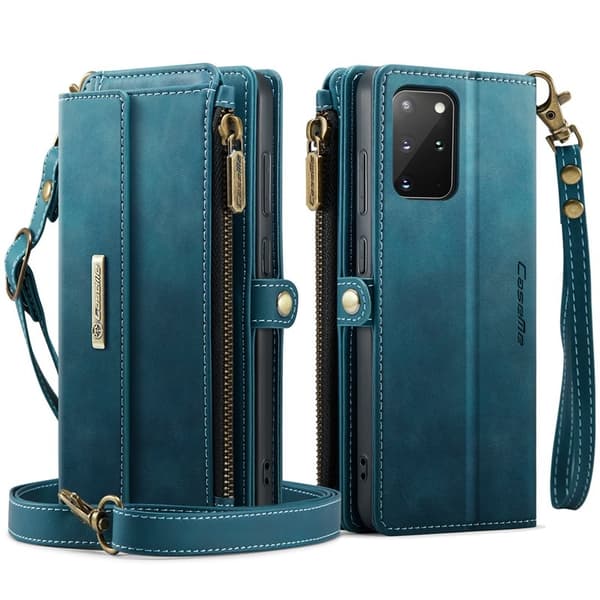 CASEME Konstläder Plånboksfodral för Samsung Galaxy S20 Plus 4G/5G Grön