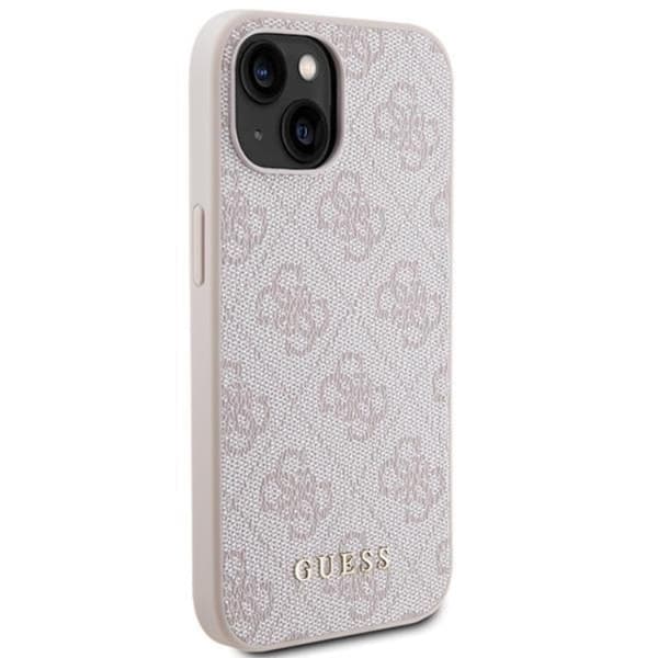 Guess iPhone 15 Mobilskal 4G Metal Gold Logo - Rosa Rosa