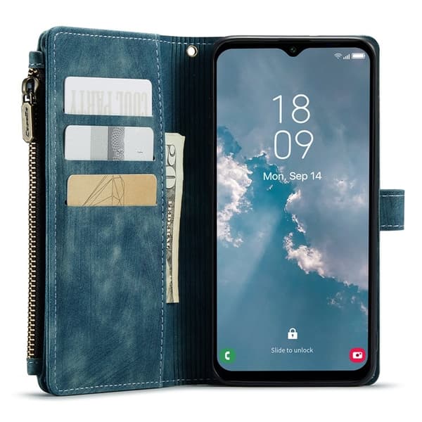 CASEME Galaxy A24 4G Plånboksfodral C30 Zipper - Blå Blå
