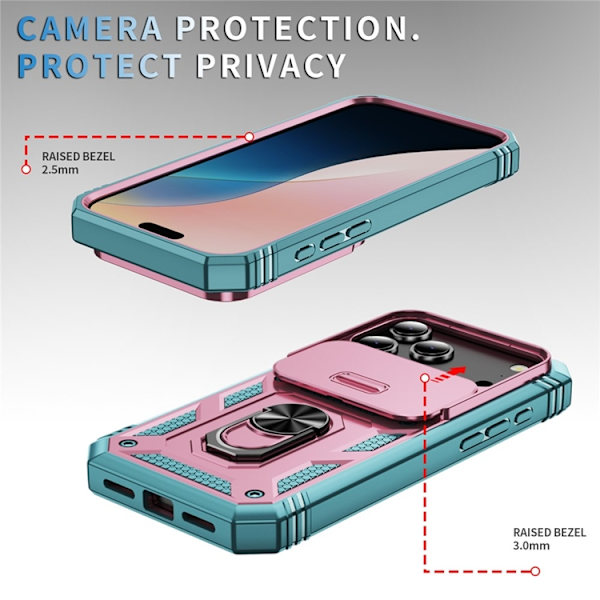 Mobilskal till iPhone 17 Pro Max Slide Camshield Kickstand Rosa