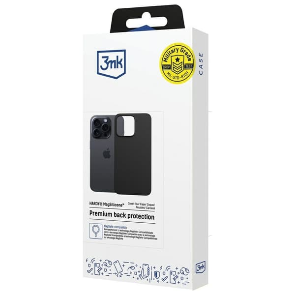 3MK telefontaske til iPhone 16 Pro MagSafe Silicone Hardy - Grafit