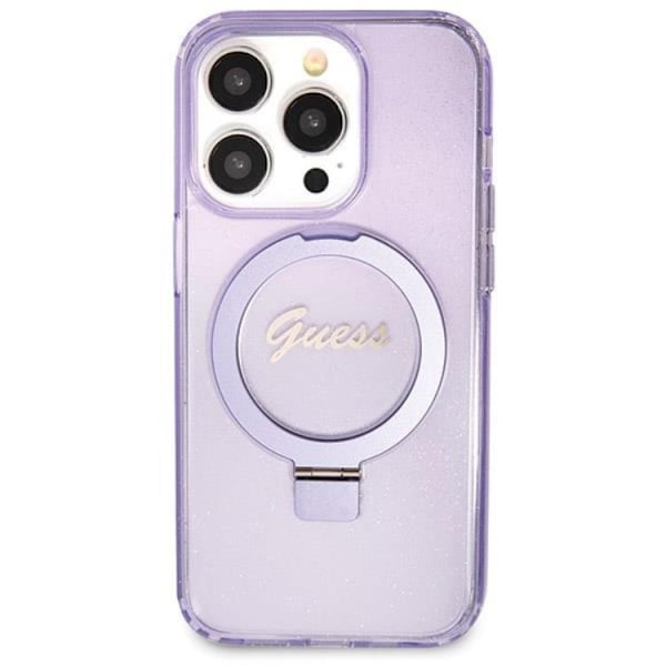 Guess Mobilskal till iPhone 14 Pro Max Magsafe Script Glitter Lila