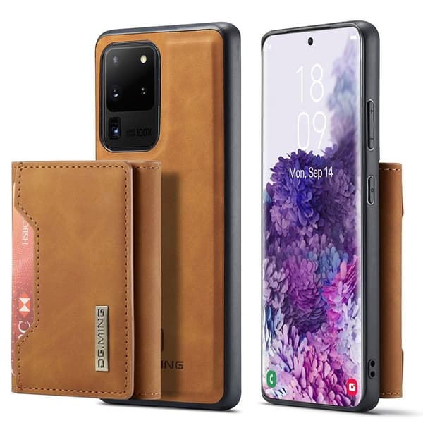 DG.MING M2 Tri-Fold Wallet Mobilskal för Samsung Galaxy S20 Ultra - Brun