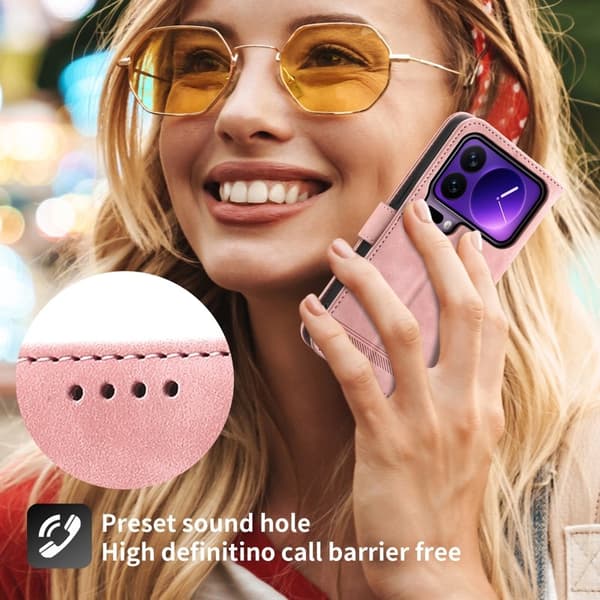DIERFENG DF-03 Plånboksfodral för Xiaomi 17 Pro Konstläder - Rosa