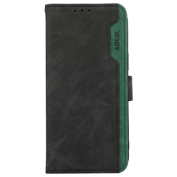 ABEEL iPhone 16e Plånboksfodral i Splicing Konstläder RFID-Skydd - Svart