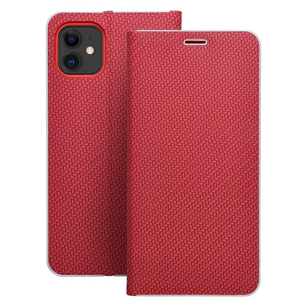 iPhone 16 Pro Plånboksfodral Luna Carbon - Röd Röd