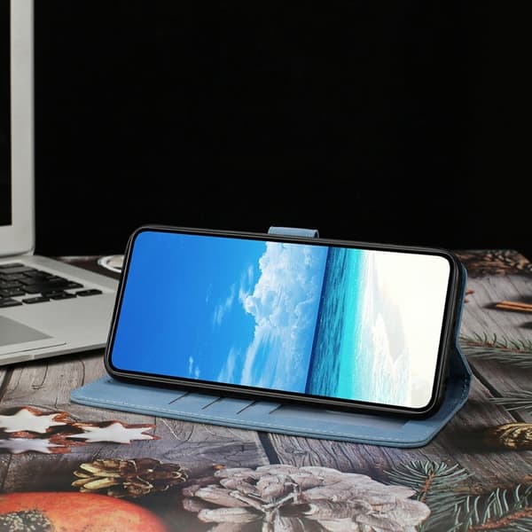 Samsung Galaxy S26 Edge Plånboksfodral Konstläder Ställ - Ljusblå