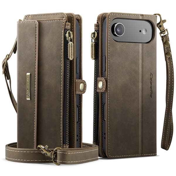 CASEME iPhone Air Konstläder Plånboksfodral RFID-Skydd Zipper Brun