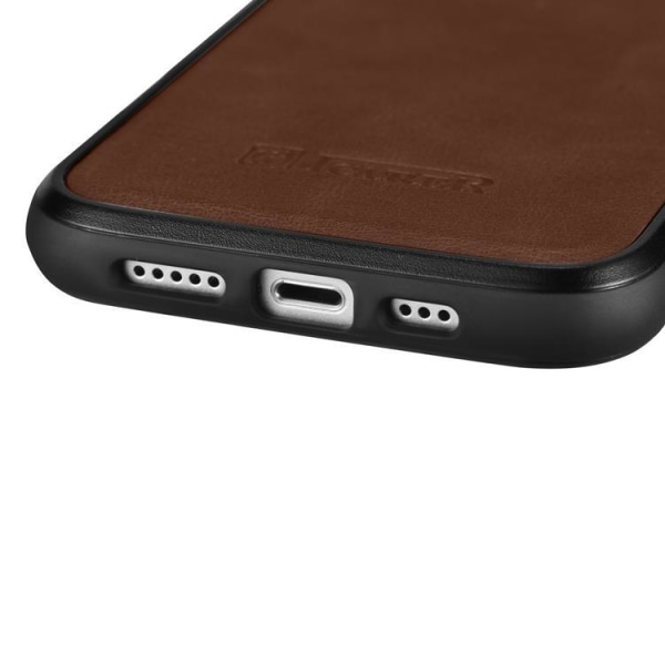 iCarer iPhone 14 Case Magsafe aito nahka - ruskea