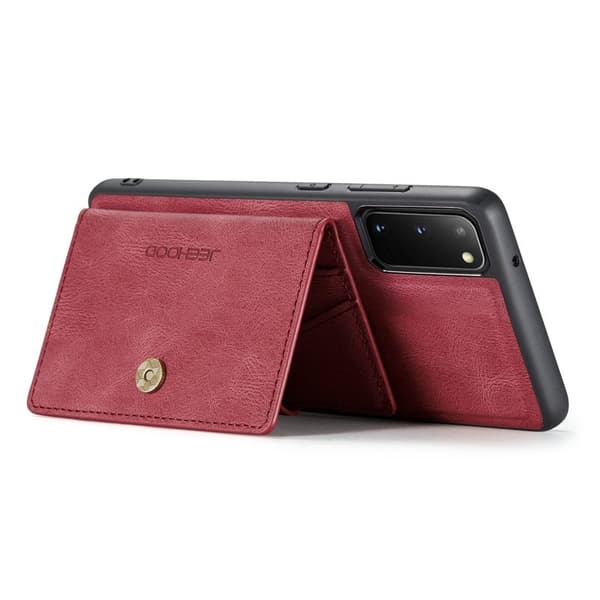 JEEHOOD Samsung Galaxy S20 Konstläder Plånboksfodral Detachable Röd