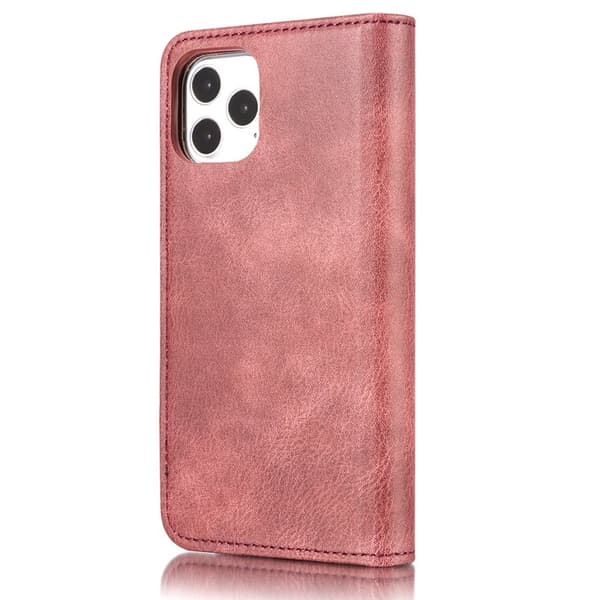 DG.MING 2-in-1 Plånboksfodral i Äkta läder för iPhone 13 mini - Röd
