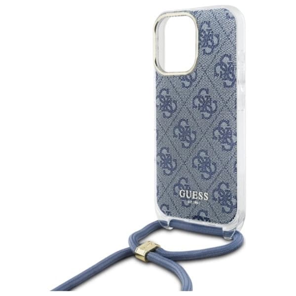 Guess telefontaske til iPhone 16 Pro Crossbody Cord 4G Print - Blå Blå