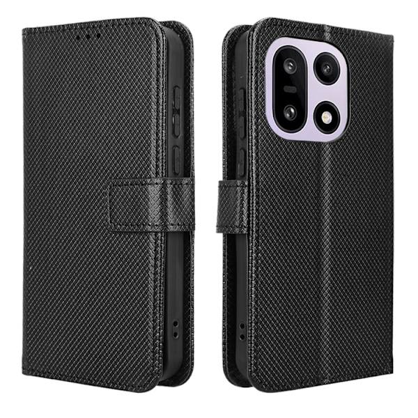 OnePlus 15 Plånboksfodral Strap Diamond Texture Konstläder Svart