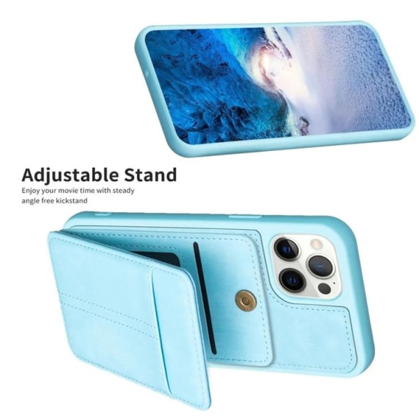 iPhone 15 Pro Max Mobilskal Korthållare BF28 - Blå
