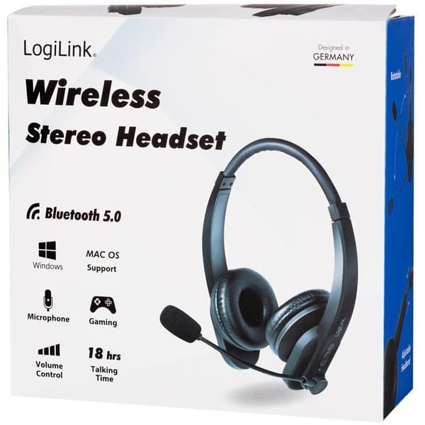 LOGILINK Bluetooth headset Stereomikrofoner Black