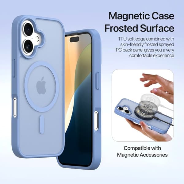 DUX DUCIS Lawa Series iPhone 16 Plus Plånboksfodral Äkta läder - Blå