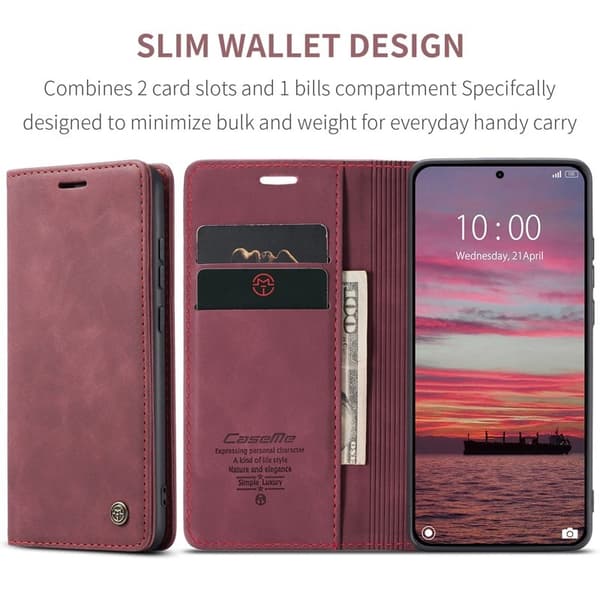 CASEME 013 Xiaomi 15 Pro Case Plånboksfodral Konstläder Röd