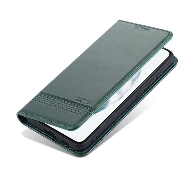 AZNS Samsung Galaxy S21 FE Plånboksfodral Konstläder - Grön