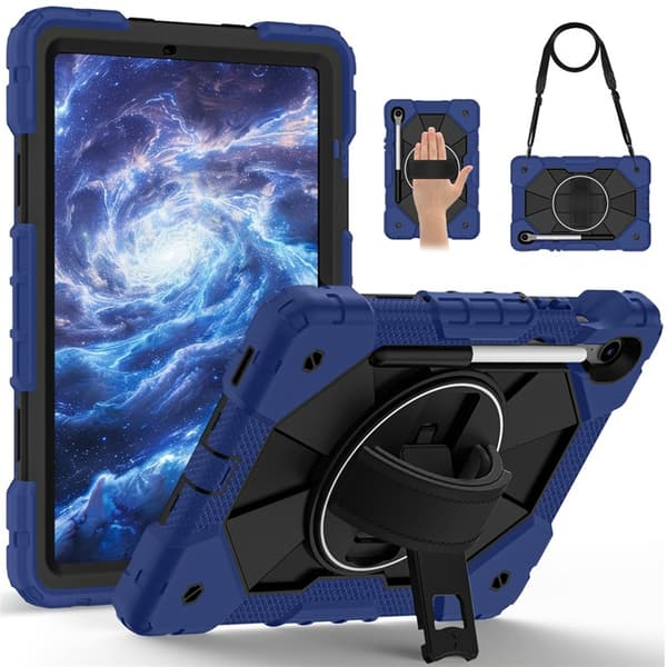 Mobilskal till Galaxy Tab S10 FE/S9 FE/S9 Kickstand med Rem - Blå Blå