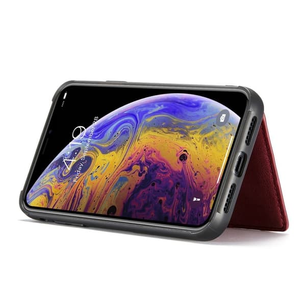 JEEHOOD iPhone XS/X Plånboksfodral Konstläder TPU med kickstand - Röd