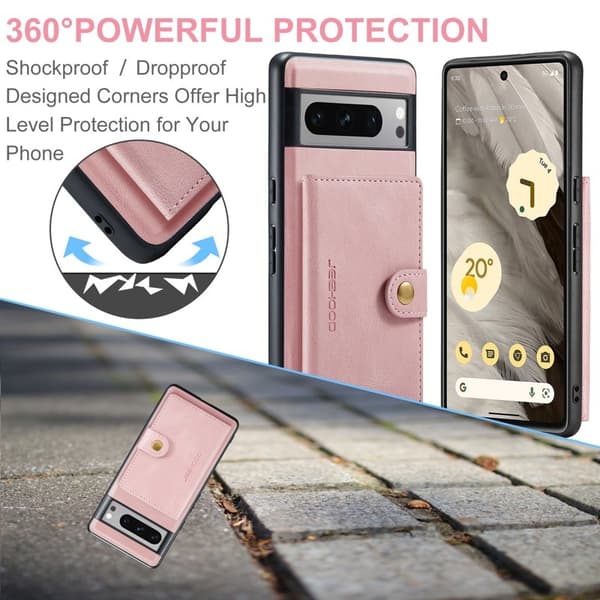 JEEHOOD Google Pixel 8 Pro Fodral KonstLäder - Rosa