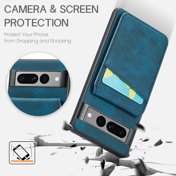 FIERRE SHANN Google Pixel 8 Pro Fodral PU+TPU - Blå