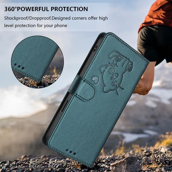 OnePlus 15 5G Konstläder Plånboksfodral Love Cat Pattern Imprint Grön