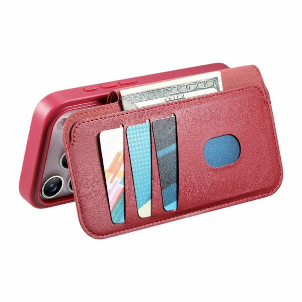 CASENEO iPhone 17 Pro Plånboksfodral RFID Blocking Konstläder - Röd