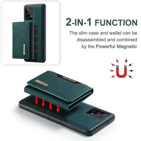 DG.MING 2-in-1 Konstläder Plånboksfodral Samsung A53 5G Grön