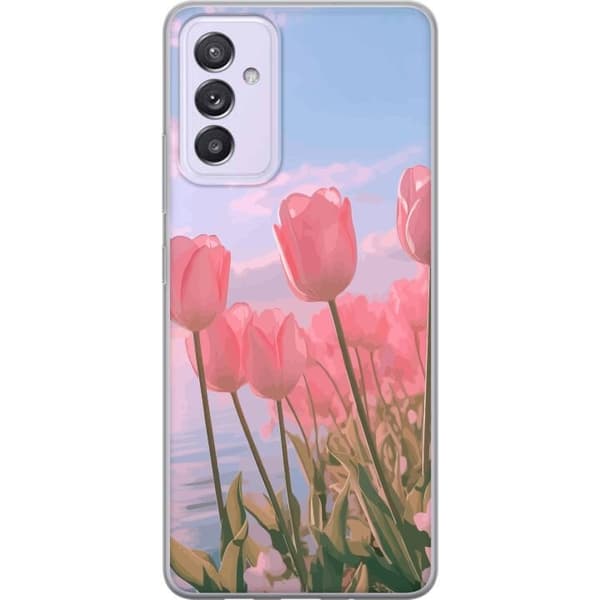 Telefontaske til Samsung Galaxy A82 5G med lyserøde tulipaner