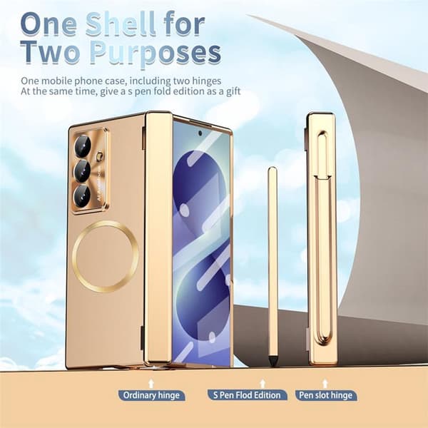 Mobilskal För Galaxy Z Fold 8 MagSafe Hård PC - Champagneguld Guld