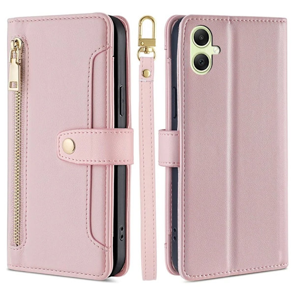 Galaxy A05 Konstläder Plånboksfodral med 2 Rem - Rosa Rosa