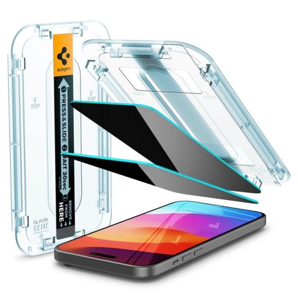 [2-Pack] Spigen iPhone 15 Plus Härdat Glas Skärmskydd Privacy