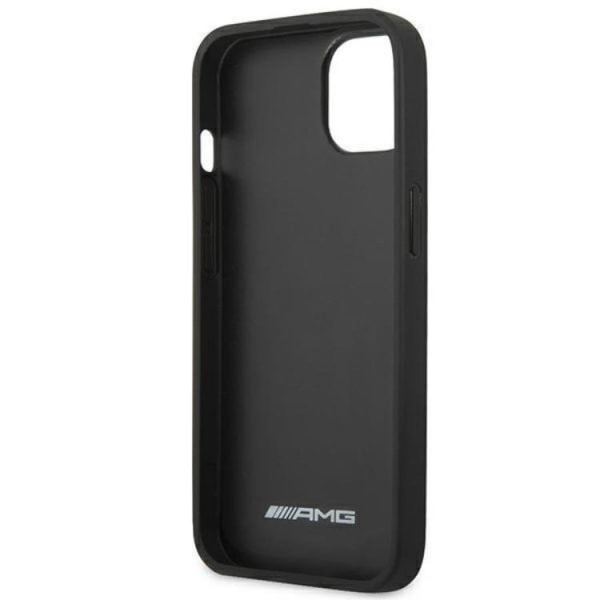 AMG iPhone 14 -kotelo nahkaa, kuumaprägätty - musta