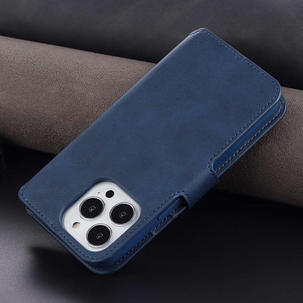 AZNS iPhone 14 Pro Max Plånboksfodral Konstläder - Stöd - Blå