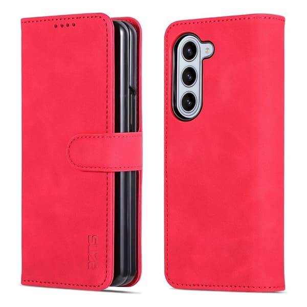 AZNS Samsung Galaxy Z Fold5 Plånboksfodral Konstläder - Röd