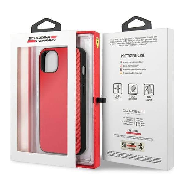 Ferrari On Track Carbon Stripe Skal iPhone 13 Mini - Punainen Red