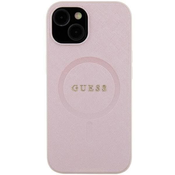 Guess Mobilskal till iPhone 15 Plus Magsafe Saffiano - Rosa