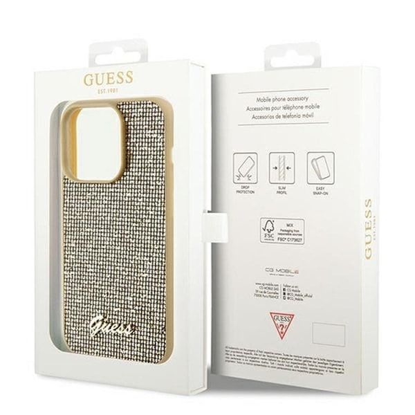 Guess iPhone 14 Pro Mobilskal Disco Script Metal - Guld