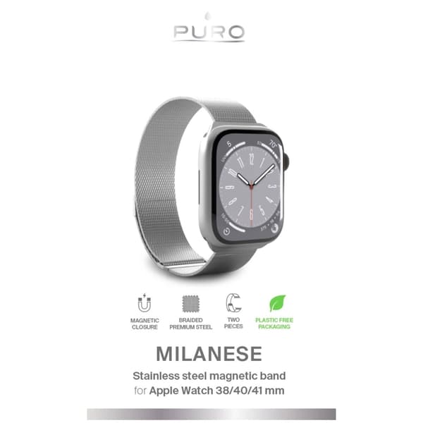 Puro Apple Watch (38/40/41mm) Armbånd Rustfrit Stål - Sølv Silver