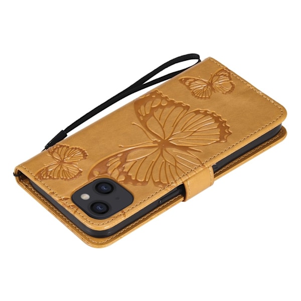 Fjärilar Plånboksfodral iPhone 13 Mini - Gul Gul