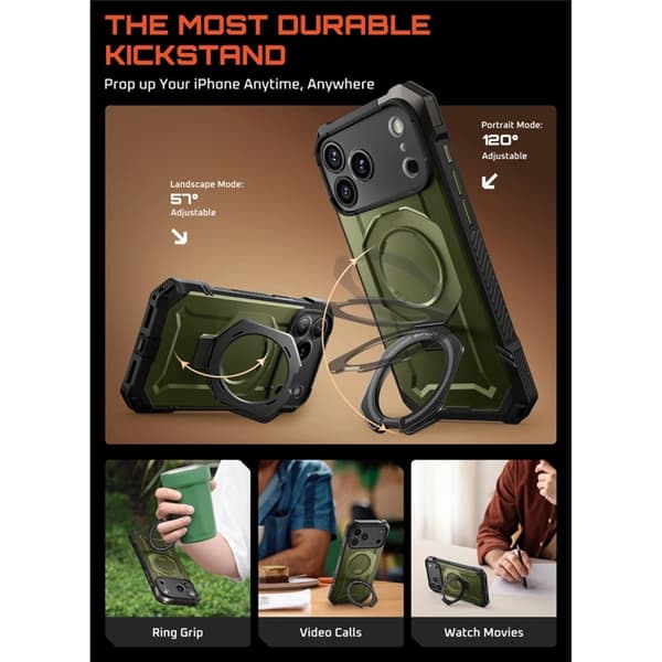 Supcase Mobilskal till iPhone 17 Pro Magsafe Kickstand UB Grip - Grön Grön