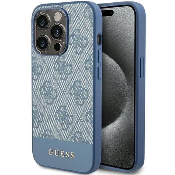 Guess iPhone 15 Pro -puhelinkuori 4G Stripe -kokoelma - Sininen Blå